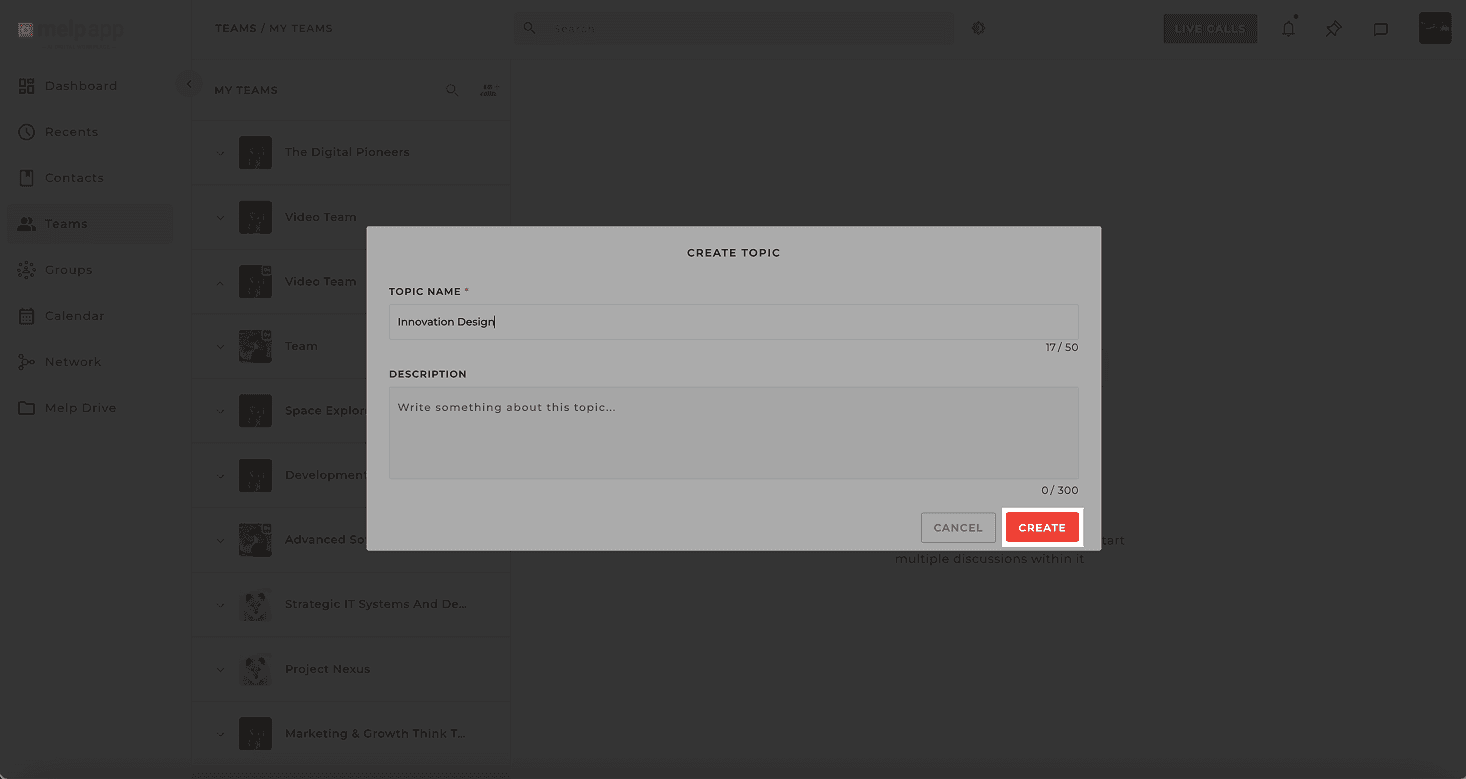 Create topic button