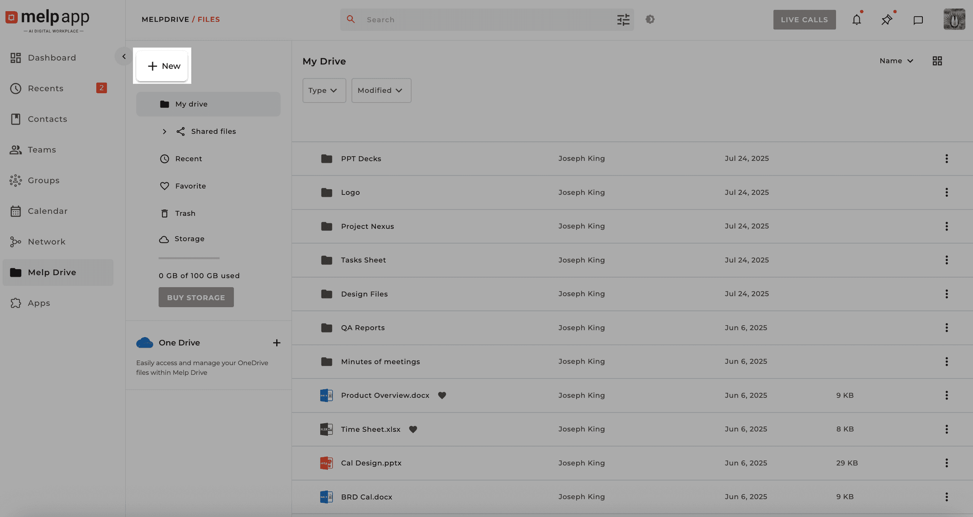 New button on Drive