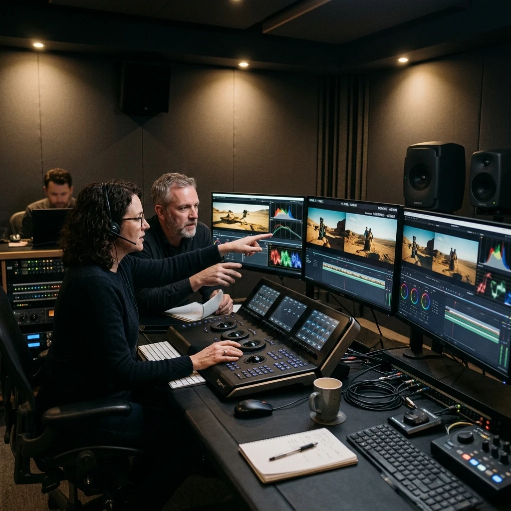 Media production team reviewing content in a unified workspace