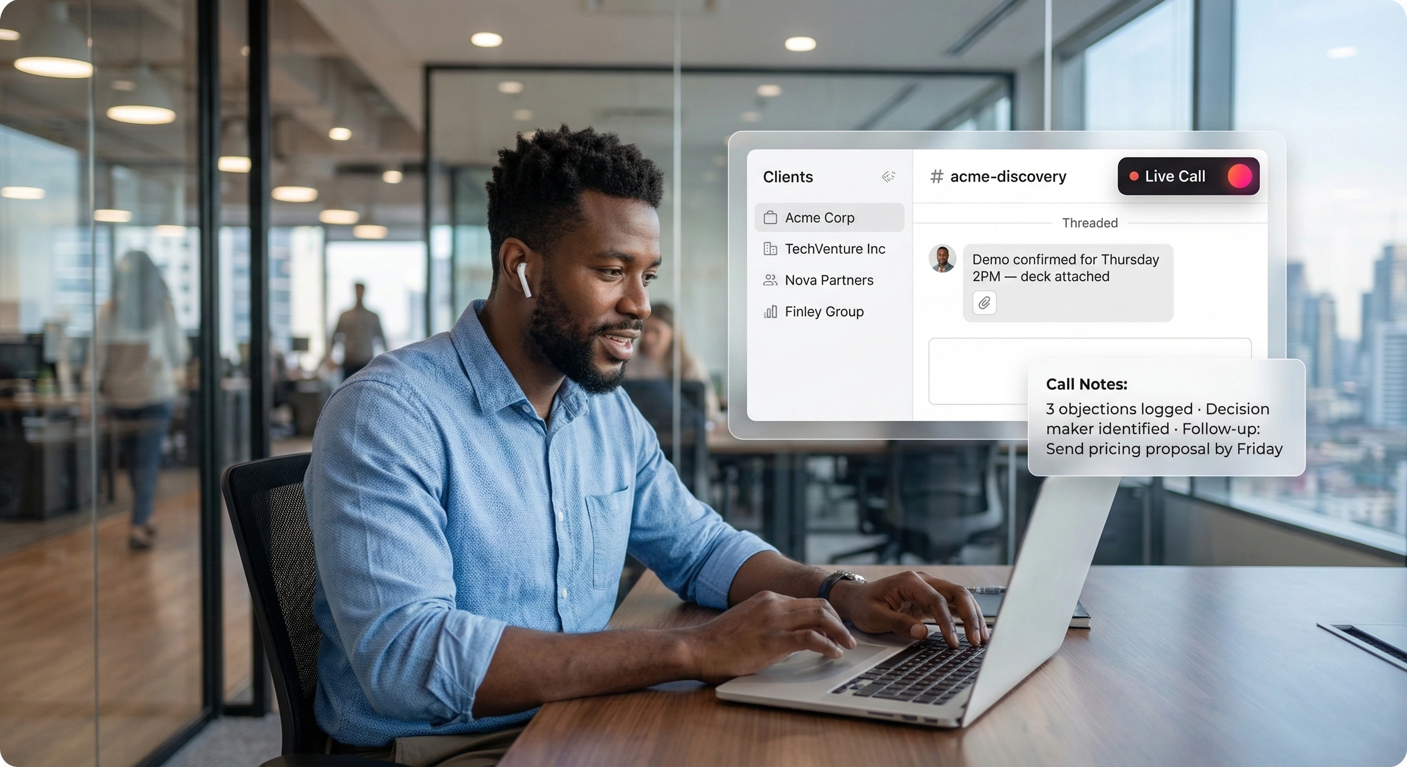 Global SaaS company onboarding clients in workspace