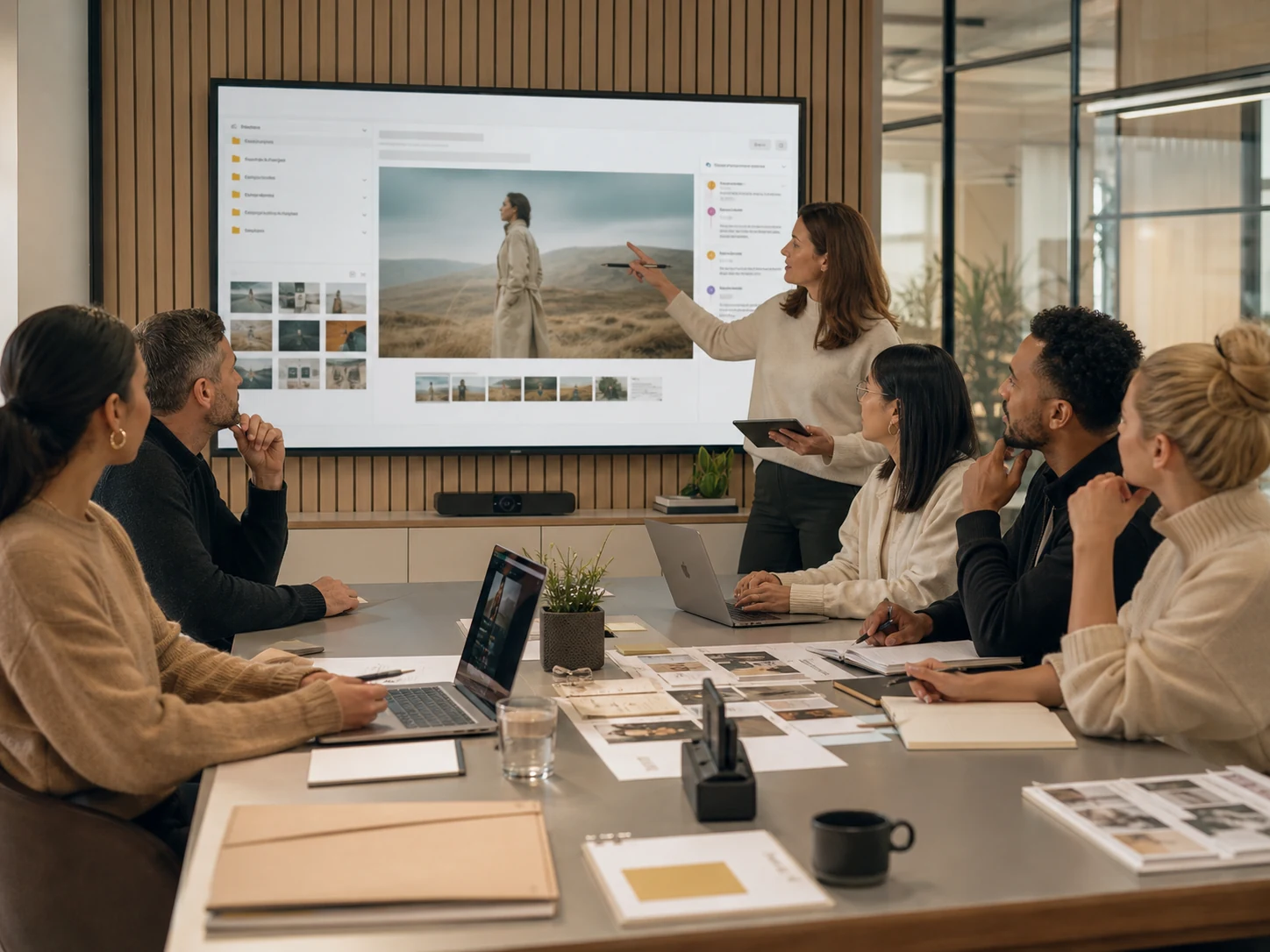 A shared brand and agency workspace in Melp showing a creative review round and brand asset folders