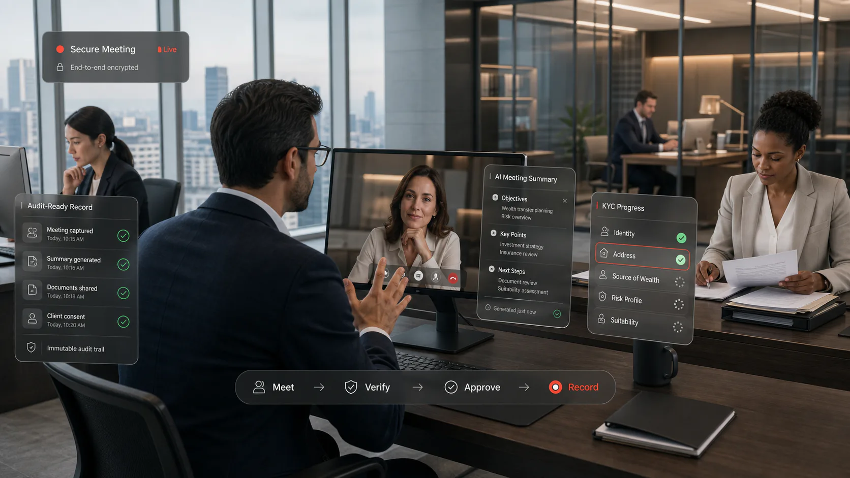 Financial services advisors collaborating securely with Melp