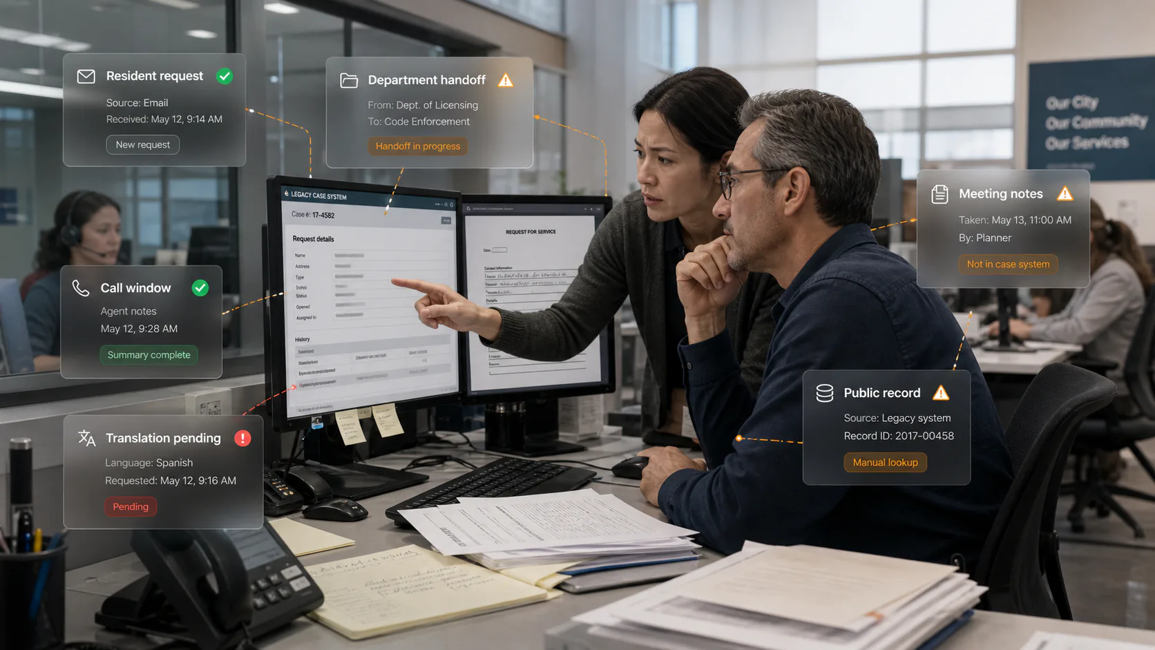 Government teams managing disconnected services, systems, and public records
