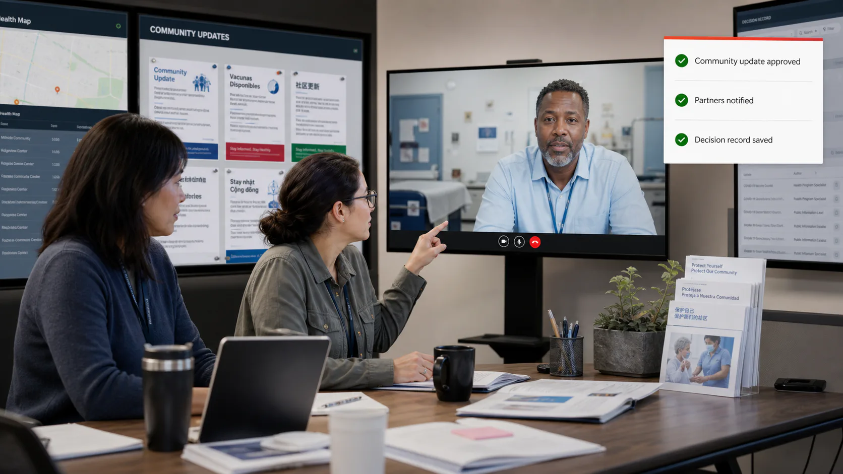 Public health department coordinating community communications