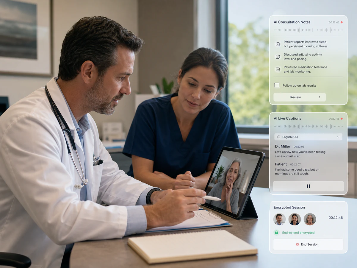Encrypted clinical consultation between care team and patient