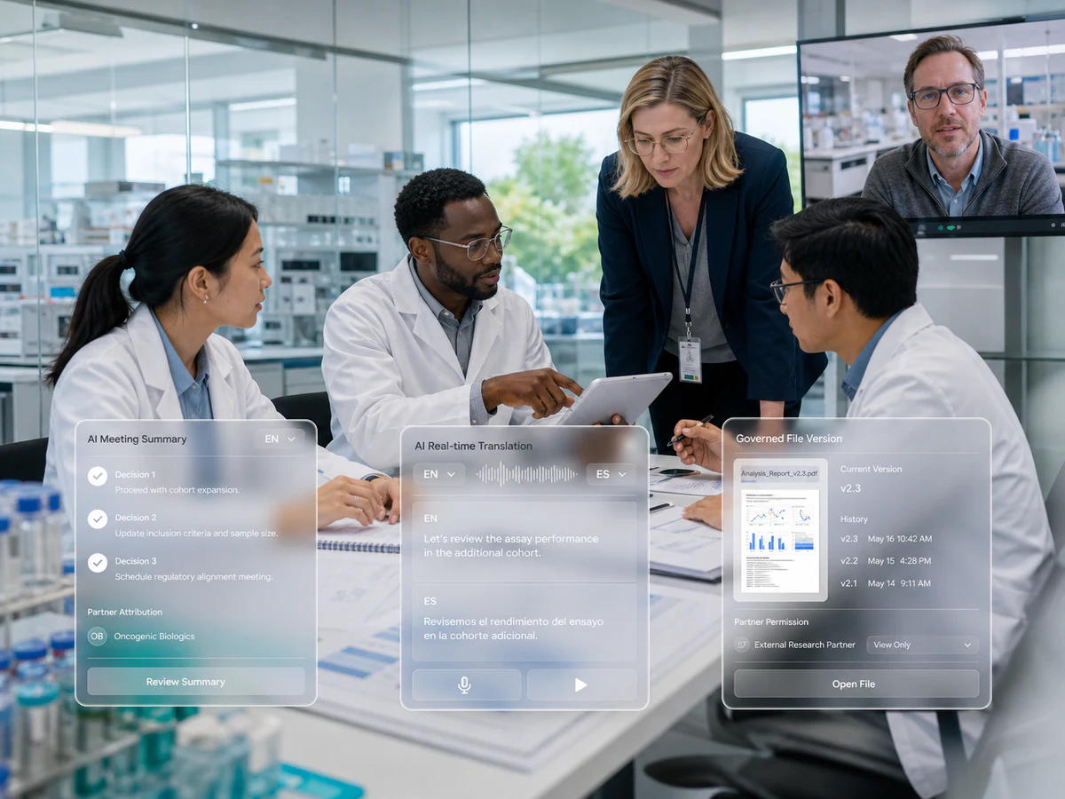 Life sciences researchers reviewing study data together