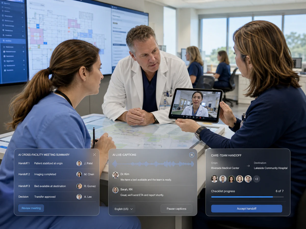 Regional healthcare network care team in a secure consultation