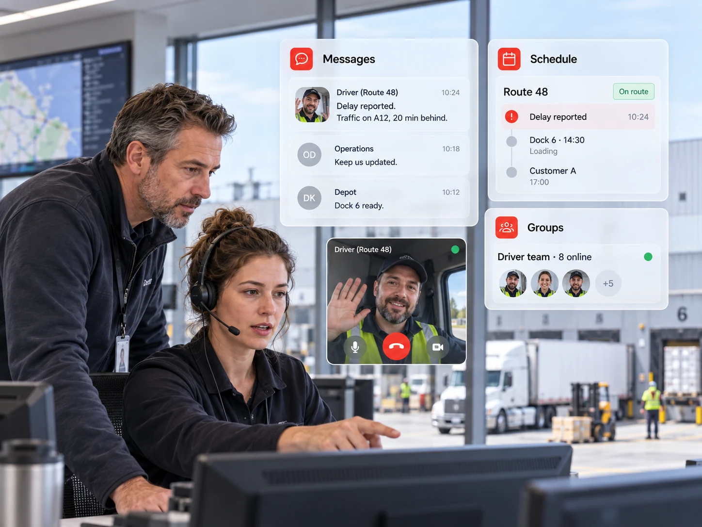Logistics dispatch and driver teams collaborating with Melp