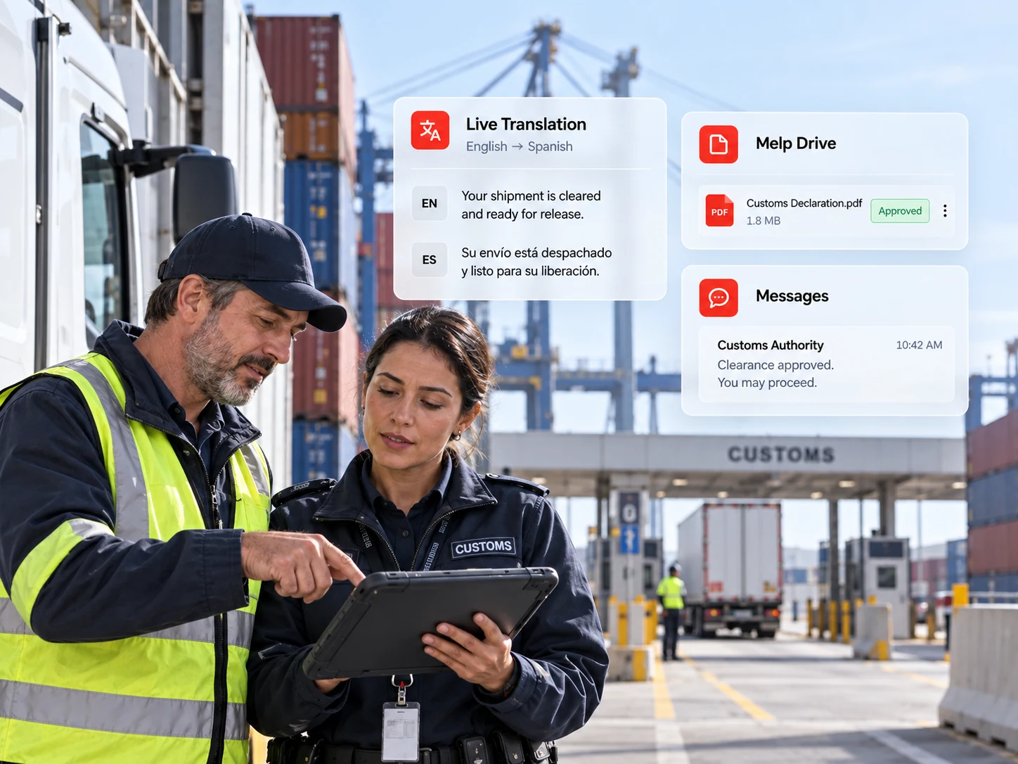 Cross-border distribution team coordinating shipments